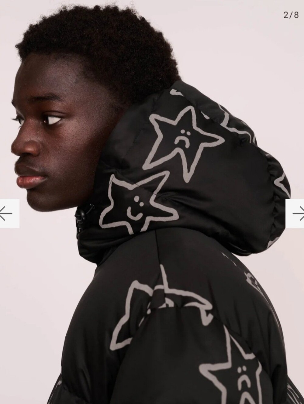 NWT! Lazy Oaf Happy Sad Reflective Print Longline Puffer Coat. Size S - Picture 5 of 16